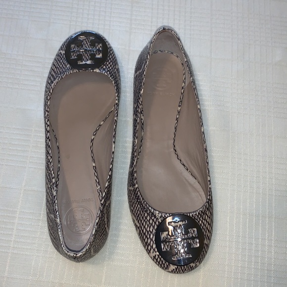 TORY BURCH Ballet Flat Snakeskin Print BrownBeige - Picture 3 of 12